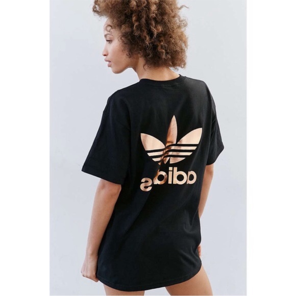 Adidas Rose Gold Double Logo Tee Shirt - Picture 2 of 5